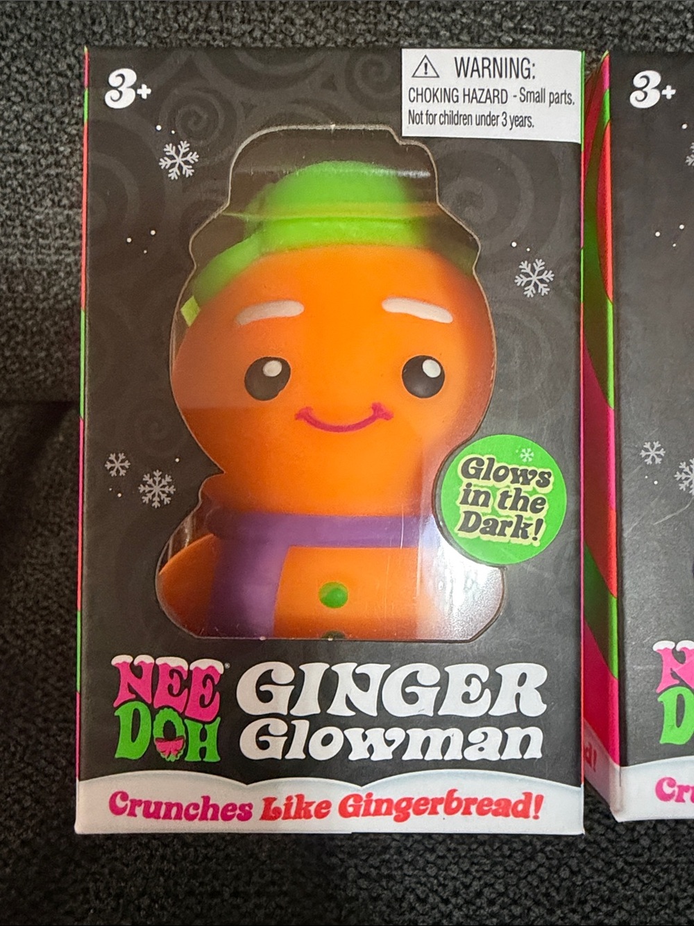 NeeDoh ULTRA RARE Ginger Glowman Squishmas Toy Orange with Pink, Green & Purple - Picture 2 of 10